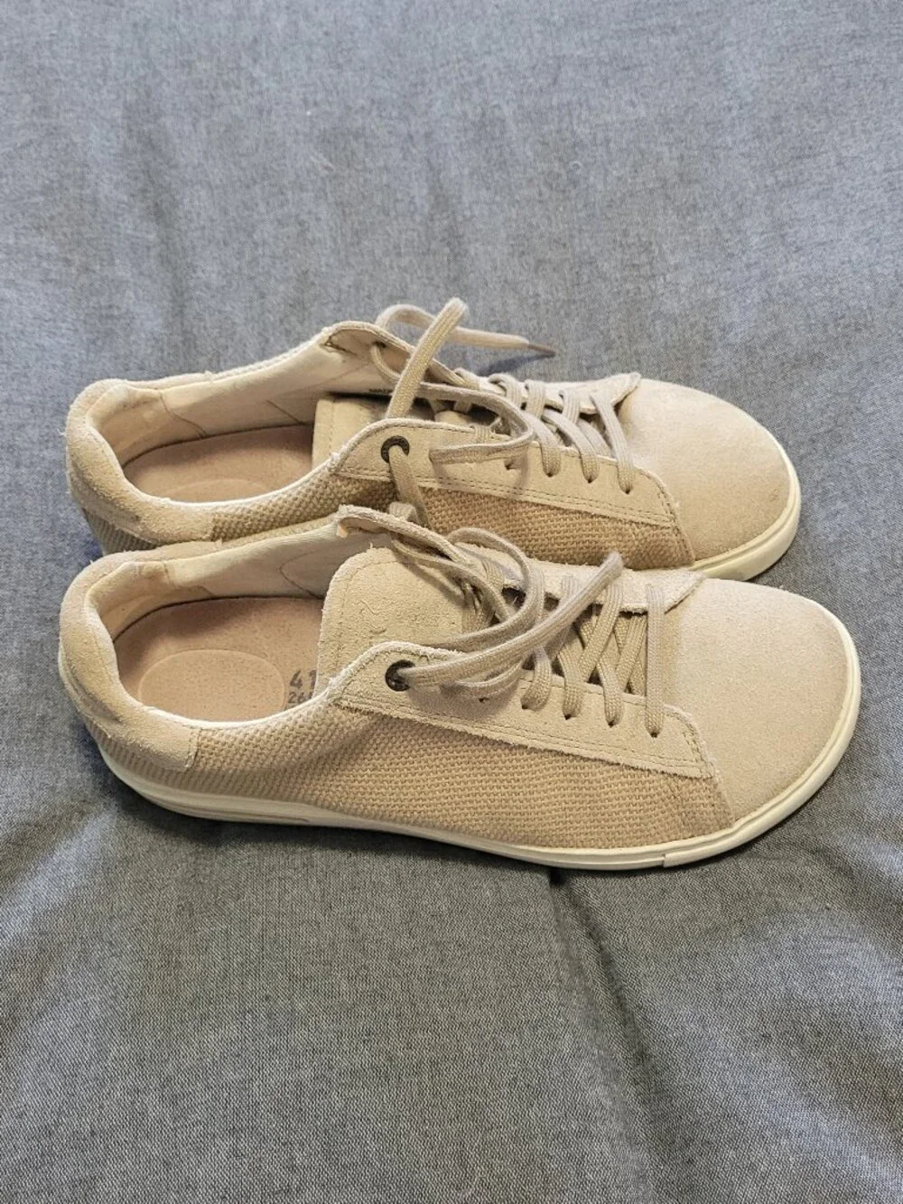 Birkenstock Beige Lace-Up Suede Sneakers